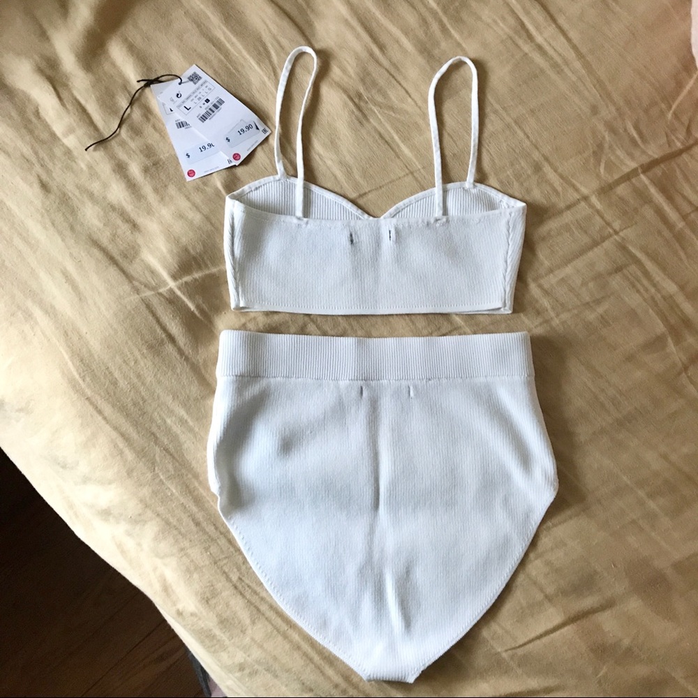 ZARA LIMITED EDITION RIBBED CROP TOP & BOTTOMS - Picture 10 of 13